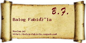 Balog Fabióla névjegykártya